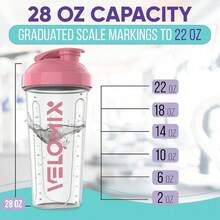 2-Pack 28oz/830ml Premium Shaker Bottles With 4 Stainless Steel Balls - Leakproof  Mixer Cups For Protein, Smoothies & Meal Replacement - Gym, Office, Travel & Home Use - Blue & Clear Combo With Measurement Marks - 6)粉紅色/透明 - 查看 5