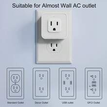 Extensor de enchufe múltiple de pared con enchufe, extensor de enchufe múltiple con salidas de 5AC, pequeño divisor de toma de corriente para viajes, hogar, oficina, dormitorio - Multicolor - Ver 2