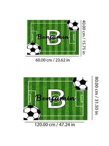 1pc Creative Green Anti-Slip Durable Football Field Printed Customizable Name Doormat, Fashionable & Versatile Entryway Mat, Suitable As Gift For Football Fan Friends - Green - View 6
