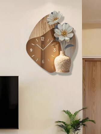 Reloj de pared de diseño interior creativo de estilo crema 2D, reloj de hogar, decoración de pared para sala de estar, estudio, dormitorio, comedor. Decoración del hogar