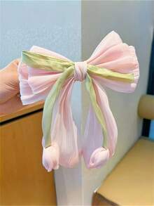 1个/2个装 女士优雅紫色粉色蝴蝶结郁金香花蕾春季发夹，适合马尾辫、连衣裙、日常穿搭、波西米亚风、优雅可爱发饰、蝴蝶结、情人节配饰、头饰、发夹 - 彩色 - 查看 4