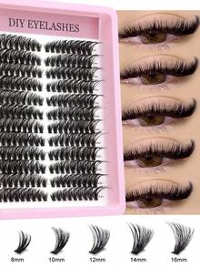 192/216 件蓬松睫毛簇，100D/50D/80D 单根睫毛，浓密簇状睫毛延长，D 卷曲睫毛，簇状单根睫毛，8-16 毫米纤细簇状睫毛，睫毛簇，睫毛簇，单根睫毛，睫毛，假睫毛 - D - 查看 3