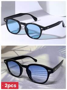 1副复古经典铆钉菱形装饰女士时尚太阳镜，黑色大理石纹，蓝灰色，适合夏季、所有季节、户外、通勤，小猫眼镜框 - 彩色 - 查看 28