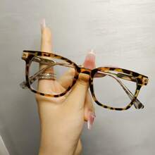 1 buc ochelari de vedere pătrați din plastic, stil casual pentru femei, ochelari de vedere metalici pătrați retro, accesoriu în stil clasic potrivit pentru citit pe calculator/jocuri/TV/utilizare telefon mobil, ameliorează oboseala ochilor, rame elegante cu lentile transparente, unisex.