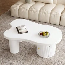 Sairedel Asymmetrical Coffee Table, Stylish And Sturdy, Suitable For Living Rooms And Offices, With Storage Space. - White - View 2