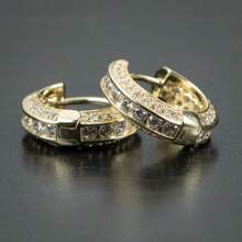 1 Pair Men's Elegant Cubic Zirconia Stud Earrings, Party Jewelry Hip-Hop Accessories