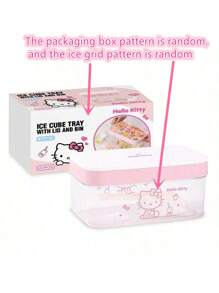 Sanrio (Authorized) 1PC Sanrio Hello Kitty Silicone Mold (Lid+Ice Tray)/4-Piece Set (Container+Ice Spoon) Ice Storage Container, With A Lid Silicone Ice Tray, Easy To Disassemble, Suitable For Summer Ice Boxes, Candy Chocolate Trays, Birthday Cake Decorations, Candy Chocolate Cupcake Decorations, And DIY Baking Tools