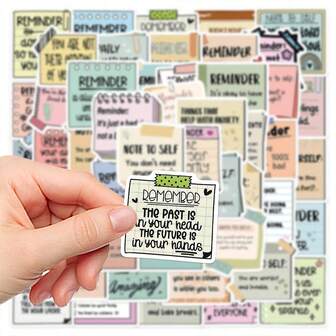 50张普通贴纸、自粘贴纸、可重复使用贴纸、行李箱提醒贴纸、笔记本电脑装饰贴纸、手账本手机壳贴纸