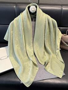 1 pezzo Elegante sciarpa quadrata in raso lucido di alta qualità con stampa floreale e fili d'argento, foulard di moda, foulard versatile per capelli, scialle, accessorio di protezione solare per donne e abiti