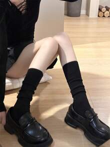 New Women's Stockings Spring Casual Preppy Style Knee High Socks Female High Quality Solid Color Long Socks Comfy Christmas Gift