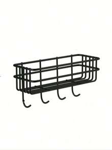 1pc No-Drilling Bathroom Organizer Shelf, Wall Mounted Shower Caddy Storage Rack For Toilet, Shampoo, Kitchen Home Bathroom Decor Fall Decor Back To School Bathroom - Black - View 10