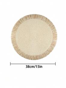 1/2/4/6/8pcs Minimalist Round Multi-Color Tasseled Paper Placemats - White - View 10