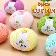 100% Cotton Yarn, 6 Balls*50g (Total 300g), 1 Ball Length 160m, 6 Ball Pack, Skin-Friendly, Breathable Cotton Yarn For Knitting Sweaters, Crocheting Blankets, Weaving Vests, Handmade Crafts, Multiple Color Options - 6 Balls Of Pure Cotton - View 9