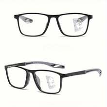 Men's Multi-Focal Business Office Sports Full-Frame Reading Glasses, Tr90 Material Temple, College Casual Sports Style Sun-Blocking Reading Glasses, Refractive Power +1.0 To +4.0 - Xám - Xem 10