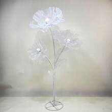 1pc Giant Silk Poppy Flower Bouquet, Wedding Aisle Decor, Home & Outdoor Decoration, Valentine's Day, Artificial Flower - White - View 6
