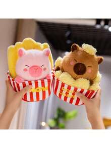 1 件爆米花、炸薯条、水豚毛绒玩具、圣诞节毛绒动物礼物、生日派对、毕业水豚玩偶、蛋糕甜点 - 彩色 - 查看 4