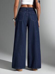 Jeanoix Women's Pocket Loose Wide Leg Casual Versatile Jeans