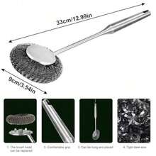 Free ShippingStainless Steel Scrubber With Long Handle HeavyDuty Kitchen Brush For Pots Pans More Includes 3 Extra Scouring Pads + Bonus Cleaning Tools8502 - bạc - Xem 5
