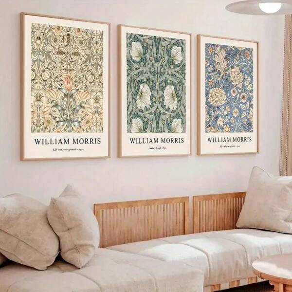 3 sztuki/zestaw: Vintage Botanical Floral William Morris Museum Art Print, plakat na płótnie, botaniczny wydruk w stylu secesyjnym, galeria sztuki ściennej, plakat retro z kwiatowymi motywami, estetyczna dekoracja pokoju, wystrój salonu, wystrój domu, bez ramki