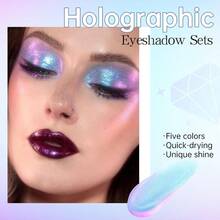 5 Colors Liquid Glitter Eyeshadow Set Chameleon Metallic Shimmer Diamond Eyeliner Sparkle Eyeshadow Waterproof Long Lasting Holographic Eye Brightener Chrome Highlighter Makeup - 5Màu sắc - Xem 3