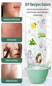 Tazón de baño de hielo facial Noverlife, Tazón facial de silicona de 9 pulgadas plegable para baños de hielo, kit portátil de bañera de agua fría para lavado facial de baño de hielo en casa - Blanco - Ver 3