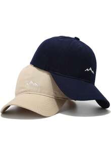 1pc Outdoor Mountain Embroidery Softcap Baseball Cap, Face Slimming Sun Protection, Unisex - A - View 3