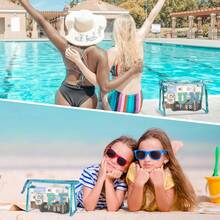 Preppy Patch SPF Clear Cosmetic Bag SPF Varsity Letter Toiletry Bag Waterproof PVC Cosmetic Case Multi-Function Zippered Pouch Makeup Bag For Beach Pool, Pencil Case Pen Pouch,Makeup Bag,Make Up Bag,Makeup Bags,Cosmetic Bag,Makeup Organiser,Travel,Makeup Pouch,Bag,Vanity,Make Up Pouch,Travel Essentials,Pouch Bag,Make Up Bags,Bags,Travel Essential,Vanity Accessories,Small Makeup Bag - Multicolor - View 3