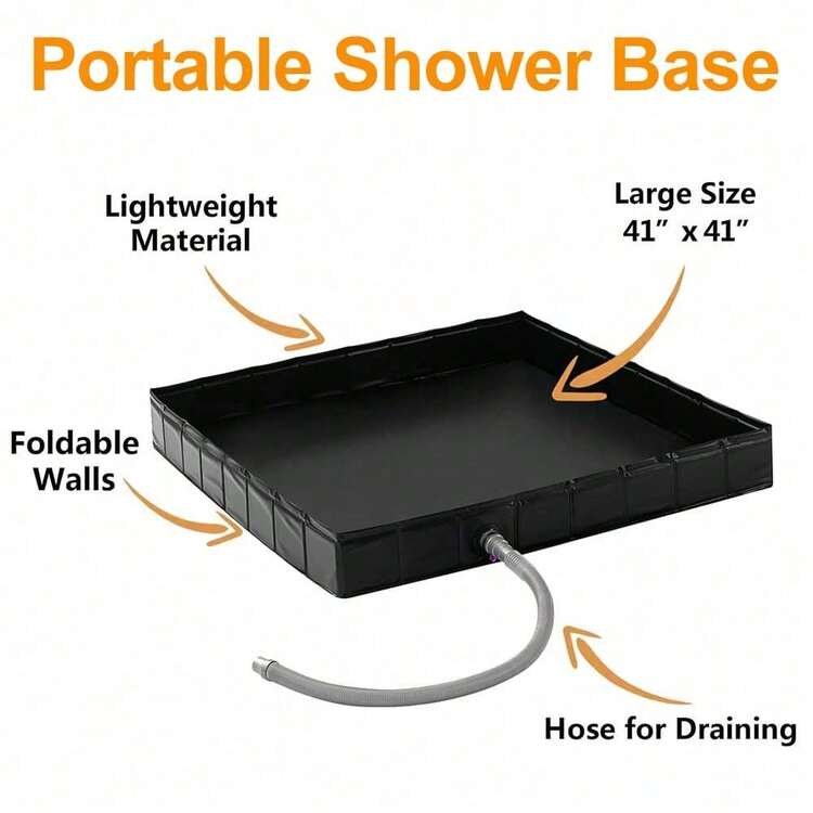 Foldable Shower Pan Bath Base Keep Feet Clean For RV Tent Awning Camping Beach - Svart - Visa 3