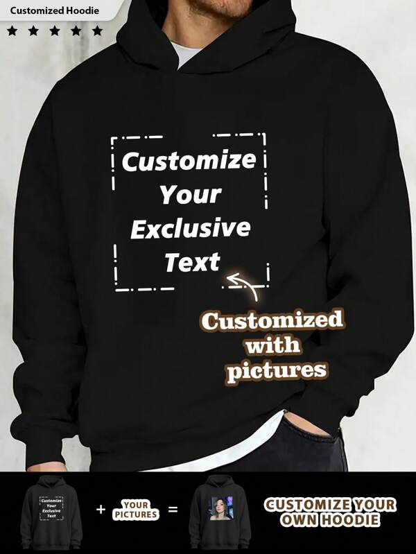 Sweatshirt personnalisé avec photo et texte imprimés pour hommes, convient comme cadeau pour le petit ami