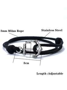 Unique Anchor Bracelet Men Handmade Sliding Adjustable Nautical 3mm Thin Marine String Bracelet Stainless Steel - Simple Style - View 4