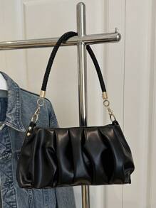 Bolso de hombro de piel de PU plisado, elegante y a la moda. Bolso cruzado de unicolor y con estilo, adecuado para niñas y mujeres para ir de compras, citas, fiestas, regalos y salidas