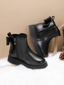Children's Versatile Leather Boots, Minimalist Knight-Style Casual Footwear (Random Patterns On Sole And Side)