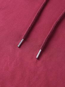 Men's Solid Color Drawstring Hooded Casual Tank Top - Burgundy - View 6