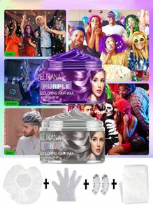 Elikana Men's Temporary Hair Wax Set - Colored Hair Wax, Hair Styling Wax, Hair Gel - Changes Hair Color - Styling Tool Kit - Beard Dye - Bright Blue, Green, Yellow, Easy To Wash, Bold Styling, Suitable For Theme Parties, Valentine's Day Gifts, New Year Gifts