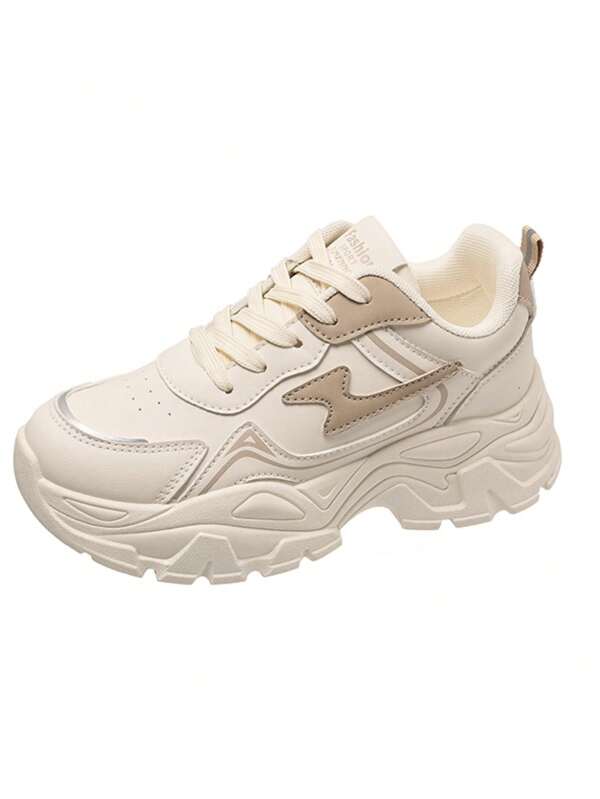 Women's Fashion Casual Lace-Up Sneakers, Height Increasing, Anti-Skid, Daily Wear, Versatile, Breathable, Outdoor Thick Sole Chunky Sneakers