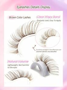 Rikuaild 5 Pairs Brown Cat Eye False Eyelashes, Transparent Band Fox Eye Lashes, Brown Faux Mink Eyelashes, Criss-Cross Fluffy Wispy False Lashes, Natural Look Fake Eyelashes, Eyelash Extension Makeup - 眼尾拉長款 - 查看 3