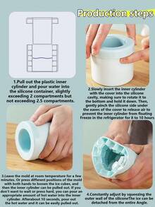 1 件迷你硅胶冰块模具，圆柱形 3D 制冰机，简易桶形设计制冰机托盘带盖，适用于厨房海鲜生鱼片，返校用品