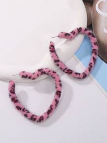 BOCAR Hoa tai vòng họa tiết da báo hình trái tim dành cho nữ, dùng cho tiệc tùng và hàng ngày, quà tặng Giáng sinh - Hồng - Xem 17