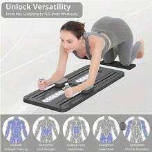 5-In-1 Foldable Pilates Board - Portable Multipurpose Resistance Trainer With Resistance Bands And Handles, Purple. It Is An Ideal Choice For Core Strength, Muscle Toning And Flexibility Training