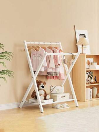 1 pieza Perchero de ropa plegable de pie para dormitorio y residencia, estante de almacenamiento de ropa nocturna, estante para pantalones, estante de almacenamiento, sencillo y conveniente estante de almacenamiento de ropa para el dormitorio, estante de almacenamiento plegable, conveniente para colocar artículos varios