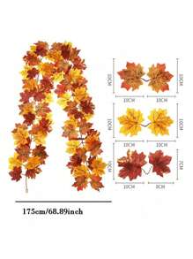 秋季枫叶花环 - 人造悬挂藤蔓，适合感恩节、万圣节和圣诞节装饰 | 非常适合家居、婚礼、壁炉派对、假植物 - 彩色 - 查看 13