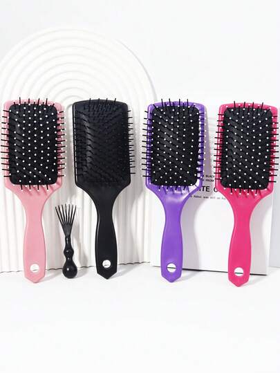 2pcs Massage Air Cushion Brush & Brush Cleaner, Square Air Cushion Brush, Durable ABS Plastic Handle, Scalp Massage Brush, Hair Salon Care Tool, Suitable For All Hair Types,Travel Essentials,Travel Essential,Hairstyle,Hairdressing,Hair Brush,Slick Back Brush,Styling Brush,Curly Hair Brush,Edge Brush,Hair Comb,Brush Hair,Hair Brush Set,Comb Hair,Comb For Curls,Detangling Brush,Hair Brush For Women,Hair,Travel,Hair Products,Hair Tools,Hair Stuff,Barber,Barber Accessories,Barbershop,Hairdressing Equipment