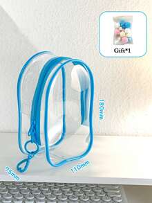 Chic Monster Clear PVC Storage Bag, Dustproof Transparent Protective Display Case For Standing/Sitting Figures, Portable & Waterproof PVC Organizer With Keychain For Dolls Such As Labubu, Cables Add Earbuds, FeatureValentine's/Christmas Gifts (Doll Not Included), For Labubu - Multicolor - View 9