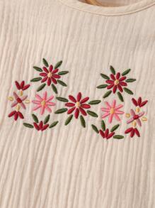 MommBaby MommBaby Infant Girls' Solid Color 100% Cotton Ruched Button Front Long Sleeve Romper With Footed Legs, Casual Outfit For Spring & Autumn