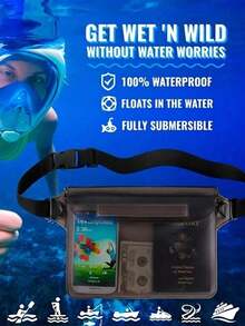 1/2 件 PVC 防水腰包沙滩包,大容量防水手机袋,夏季户外运动防水包,三重密封防水腰包斜挎包防水袋,户外运动沙滩手机保护袋 - 彩色 - 查看 5