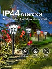 6/12/10/20pcs  Waterproof Solar Garden Lights, Outdoor Lawn Lights/Solar Garden Lights, LED Path Lights With Automatic On/Off From Dusk To Dawn, Garden Pole Lights For Patio And Backyard Landscape Decoration, Suitable For Driveways, Courtyards, Gardens, And Automatic Night Lighting(400mah) - màu đen - Xem 7