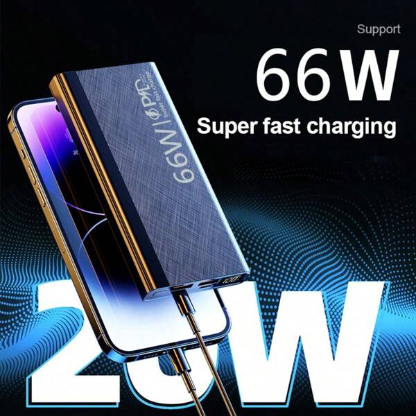 10000 MAh Portable 66W Fast Charging Mobile Power Bank With Large Capacity, Dual USB Ports For Charging Multiple Devices At The Same Time, Supports Type-C Port, Suitable For Smartphones, Outdoor Travel Emergency Power Supply Device Suitable For Summer Holiday Outdoor Travel/Camping And Emergency Backup Mobile Power Supply Gifts For Family, Friends, Birthday Portable Charger