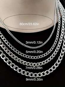 1pc/Set Titanium Steel Cuban Link Chain Necklace, Hip Hop Rock Sweatshirt Chain Accessory, 3mm Width, Fashionable Versatile DIY Jewelry, Won't Fade Or Discolor Fathers Day Gift School Jewelry Men Y2k Accessories Goth Chains Jeans Accessories Gothic Jewellery Back To School Street Halloween Accessories Punk Streetwear Accessories