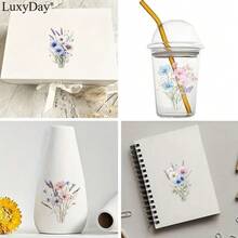 UV DTF 杯子转印纸 - 12 张蒲公英 UV DTF 杯子包装纸，适用于 16 盎司玻璃咖啡杯，Just Breathe Uvdtf 转印纸，适用于水瓶工艺品创意礼品，LuxyDay 品牌 - 黑色 - 查看 7