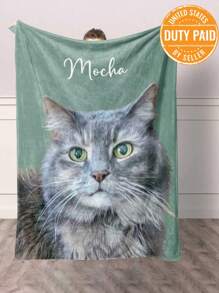 1 Stück Haustier-exklusive Wunschdecke, mit Unterstützung für individuelle Haustier-Muster und -Namen, 280g/m² super weiche Wunschdecke mit Heißprägedruck, Schutz vor Kälte im Herbst und Winter, für Katzen- und Hundeschlaf.